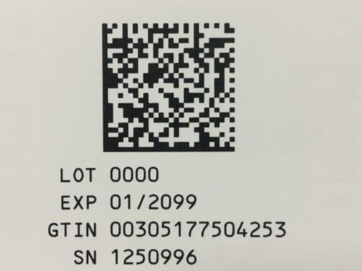 GS1 DataMatrix with lot, expiry, GTIN and serial number printed on a carton by an iX-Nilatis line